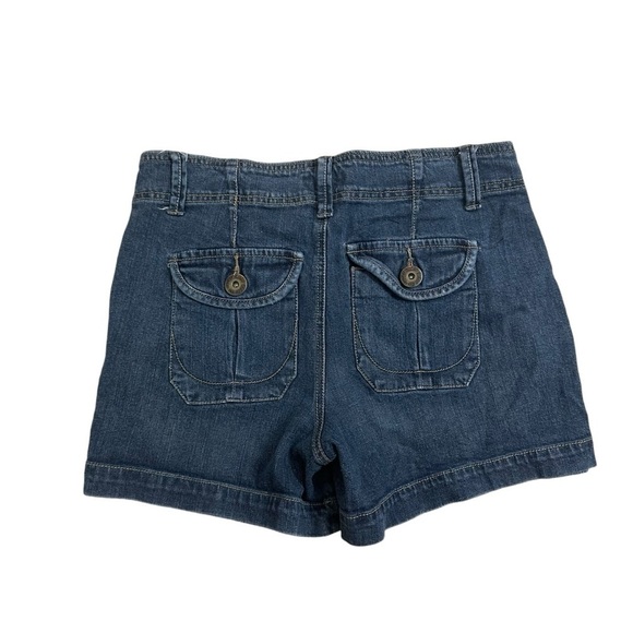 Y2K Denim Shorts Cargo Pockets Dark Blue Grunge Casual Cotton Size 6 Small - Picture 4 of 5